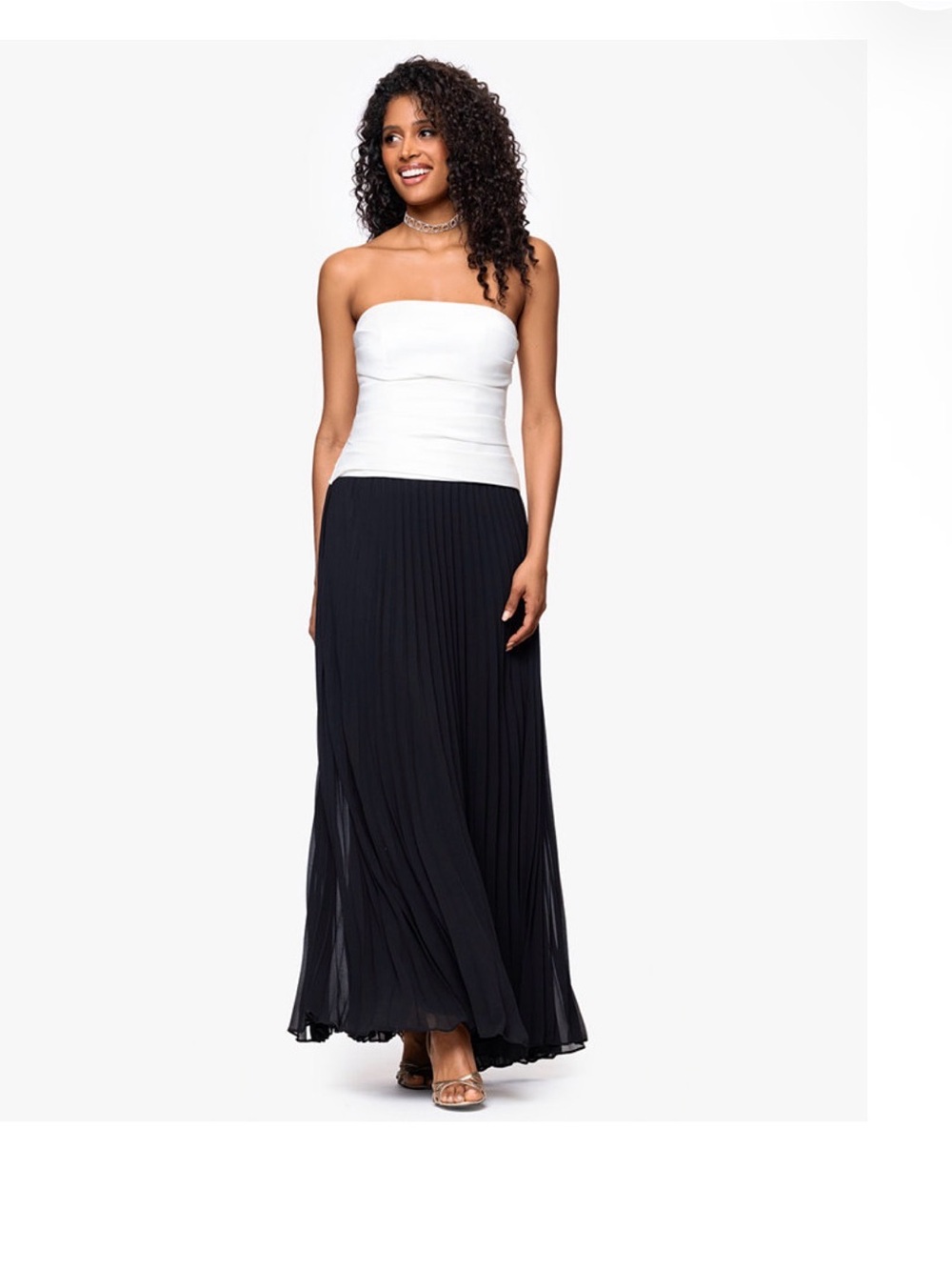 Betsy & Adam Black Pleated Maxi Skirt